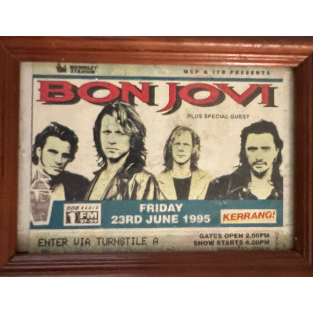 Framed Bon Jovi Ticket Stub 1995 Wembley Stadium